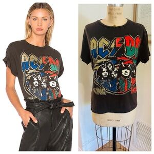 MADEWORN AC/DC “Live” Distressed Glitter Tee in Dirty Black, SM, RARE FIND!